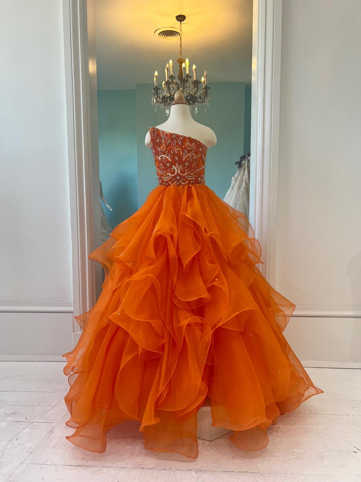 Sherri Hill Couture Little Girls' Children's orange pageant gown  K45066