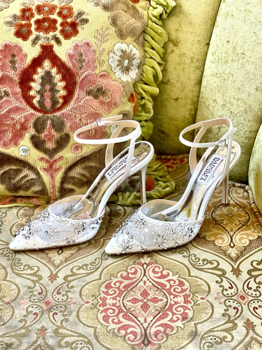 White Crystal Wedding Heels