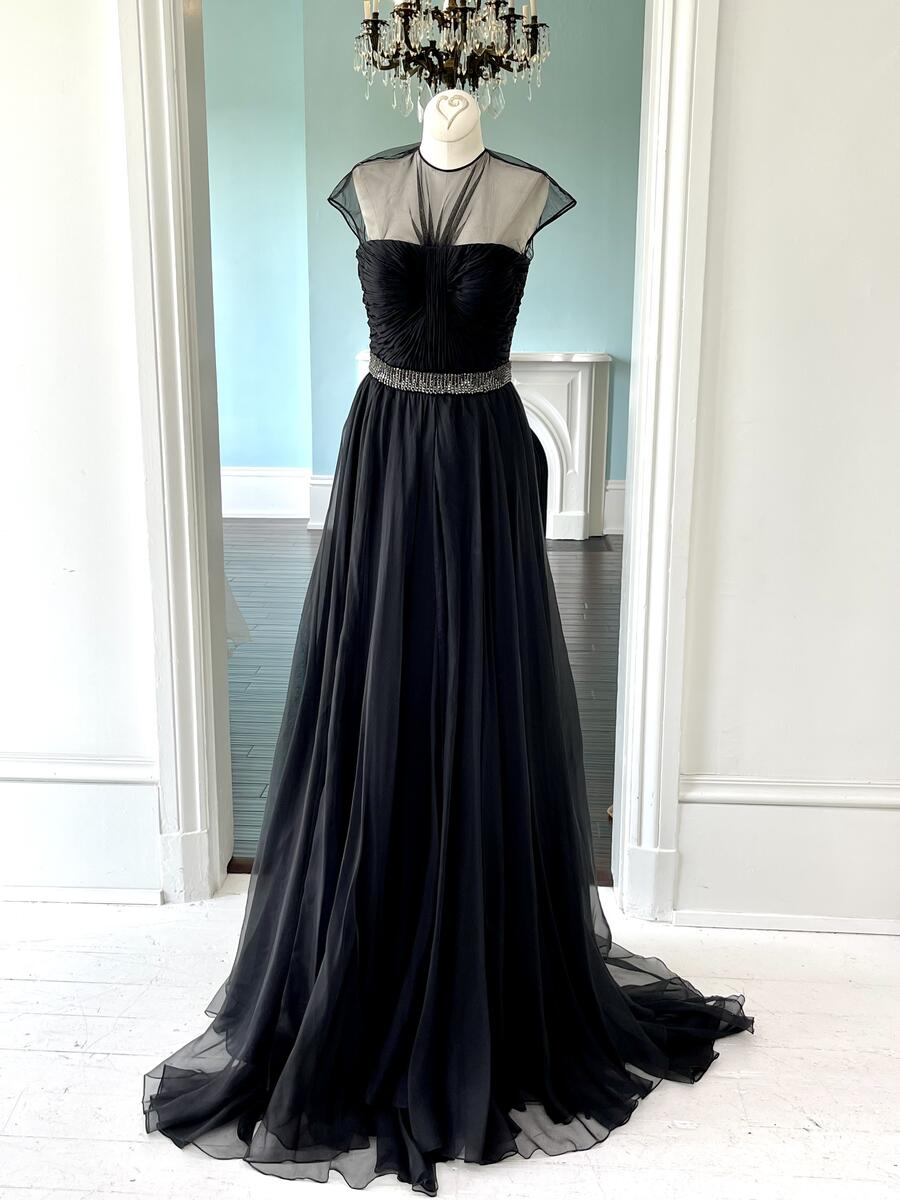 Sherri Hill Couture Black flowy pageant gown  43866