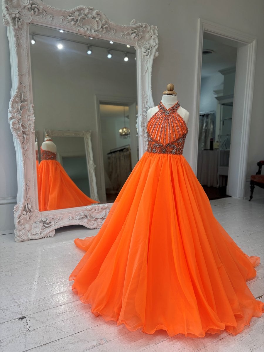 SHERRI HILL LITTLE GIRL'S ORANGE ORGANZA BALLGOWN K67042