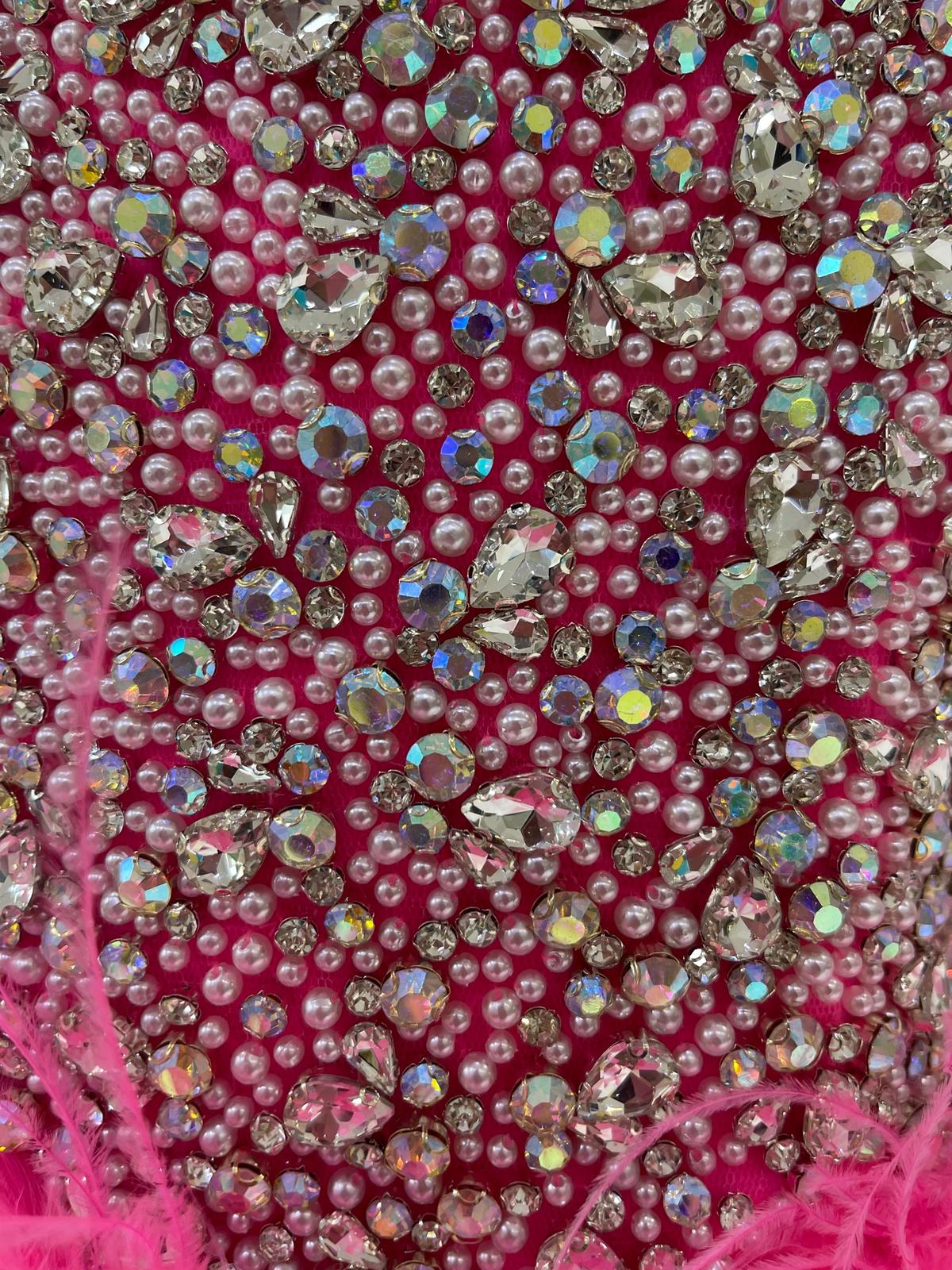 hot pink dresses with sparkles Bedazzle Opened Back Sequin Mini Dress Beads 4 Hot Pink Formal Prom Party