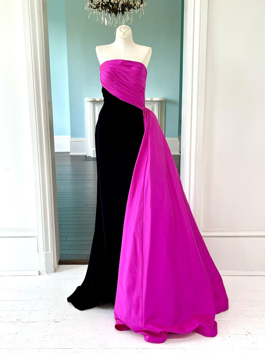 Sherri Hill Couture Black Fuchsia Pageant Gown