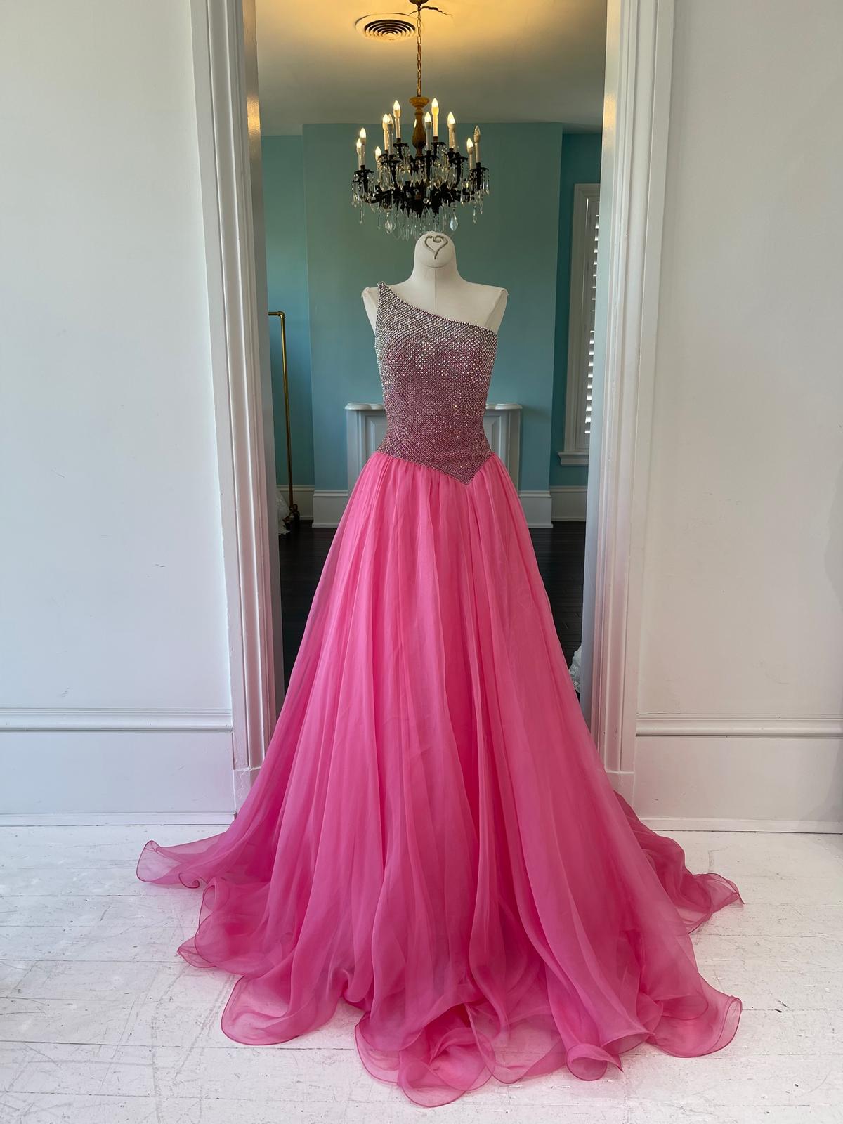 Sherri Hill Couture Pink One Shoulder Pageant Ballgown 45074