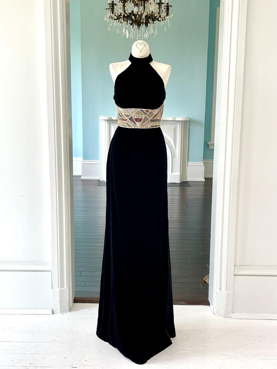 Sherri Hill Couture Black Velvet Pageant Gown 44747