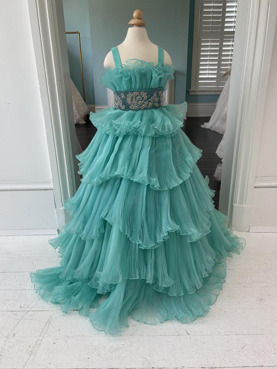 Sherri Hill Children's Little Girls Aqua Blue Green Pageant Dress K55903