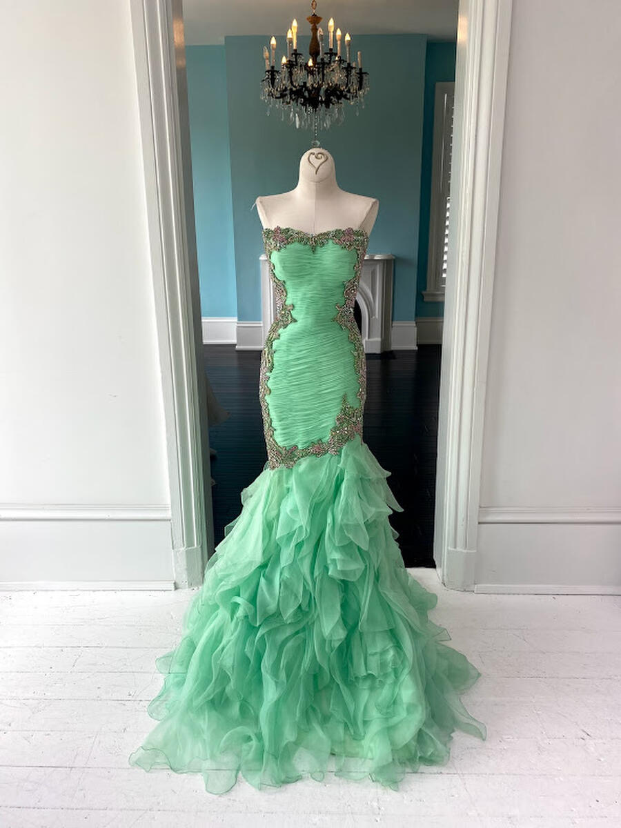 Sherri Hill Couture organza mermaid pageant gown 44701