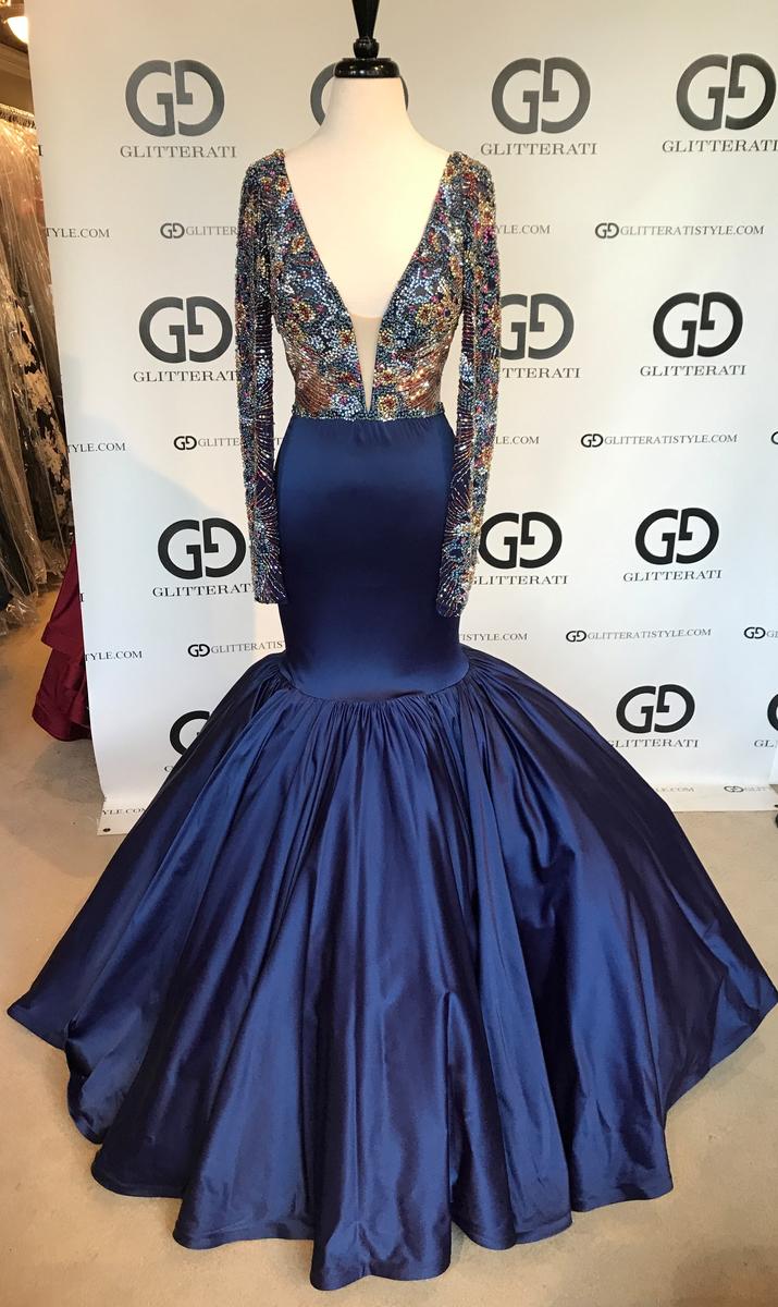Couture Sherri Hill Winning Pageant Gown in Navy Blue 44304