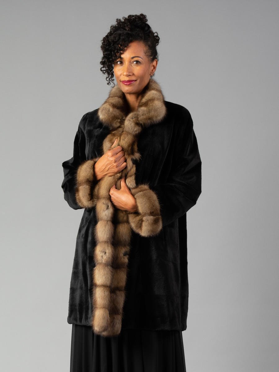 Sheared Mink with Sable Tuxedo 14088