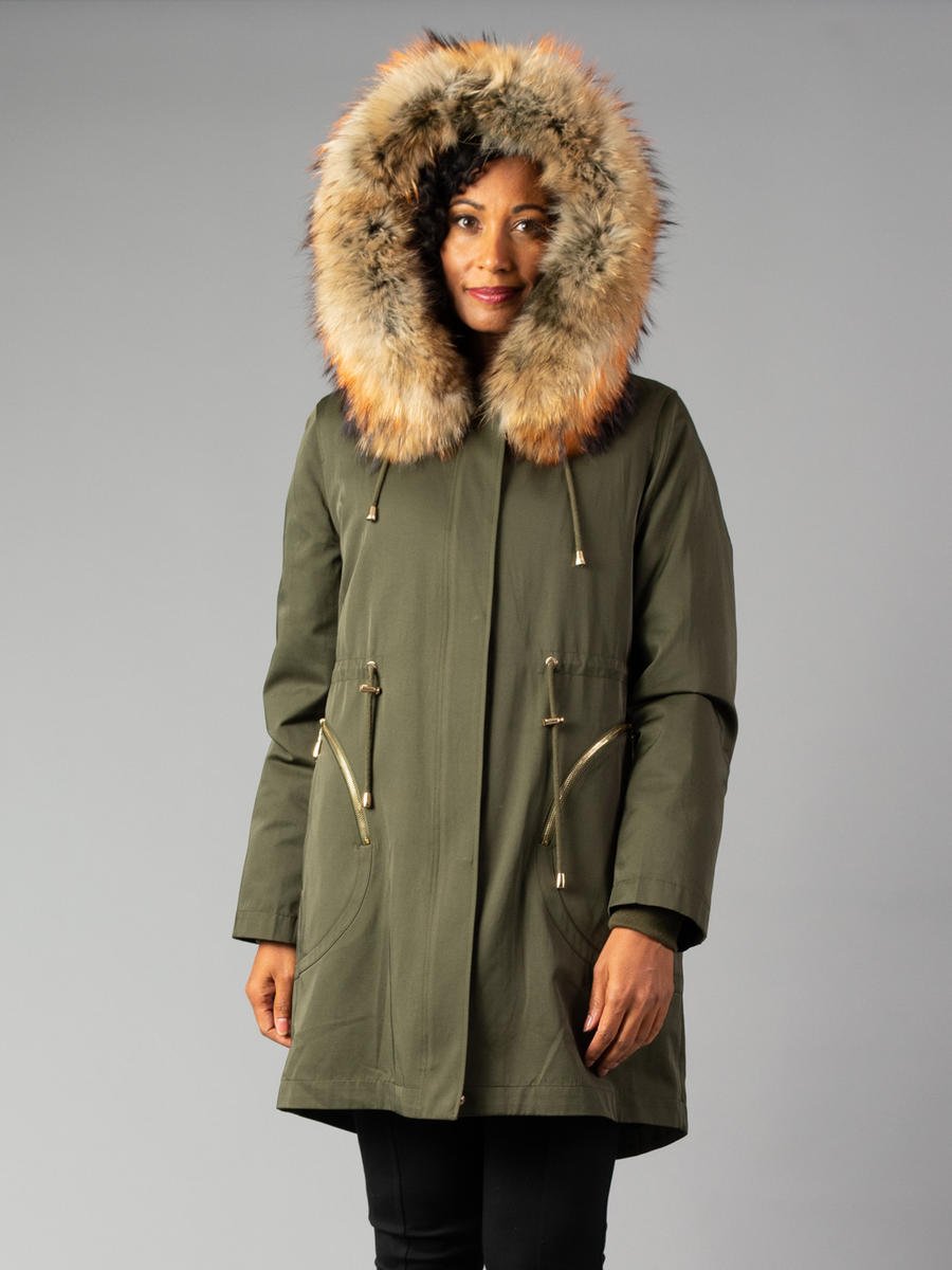 Removable Fur lined Parka with Detachable Fox on Hood. 14056