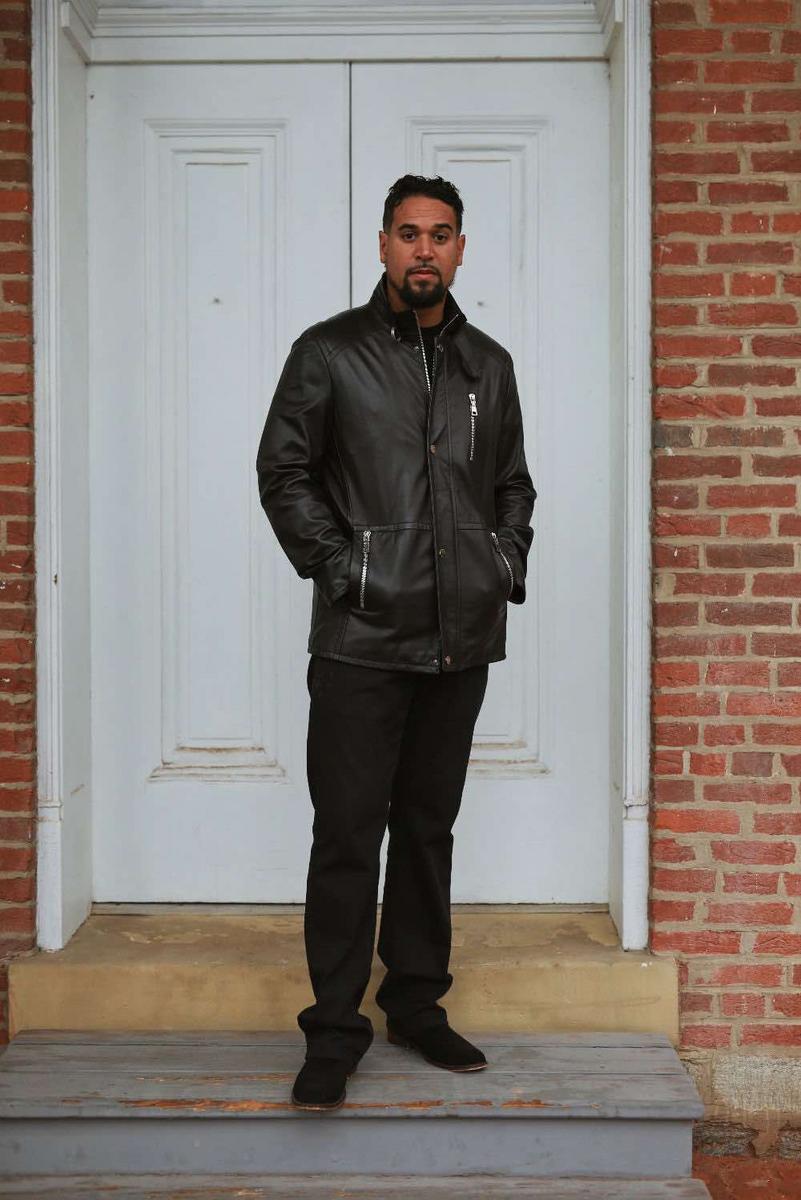 Black Lambskin Men's leather Jacket. 12157