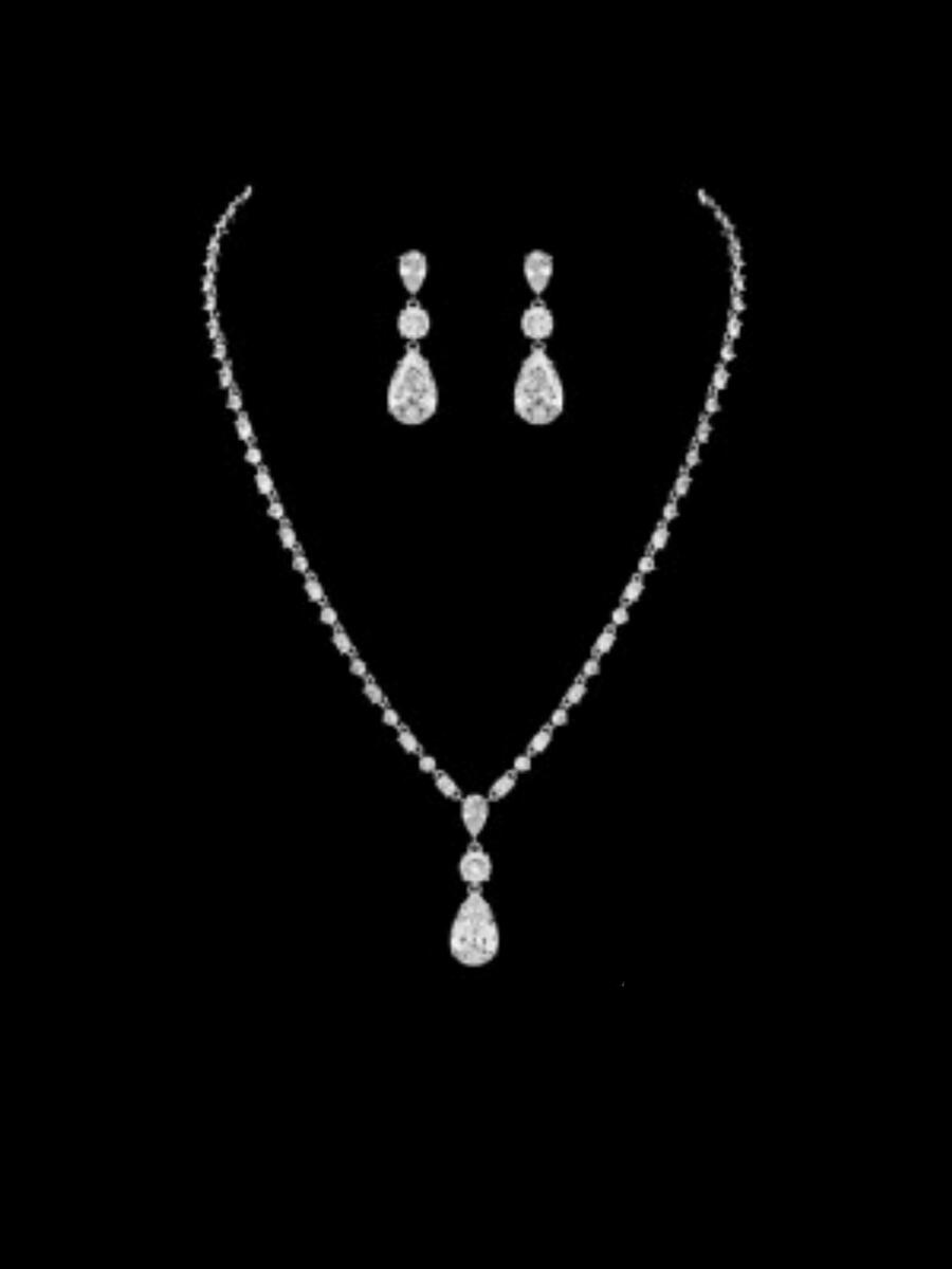 DS BRIDAL    DAE SUNG . - Cubic Zirconia Earring And Necklace Set