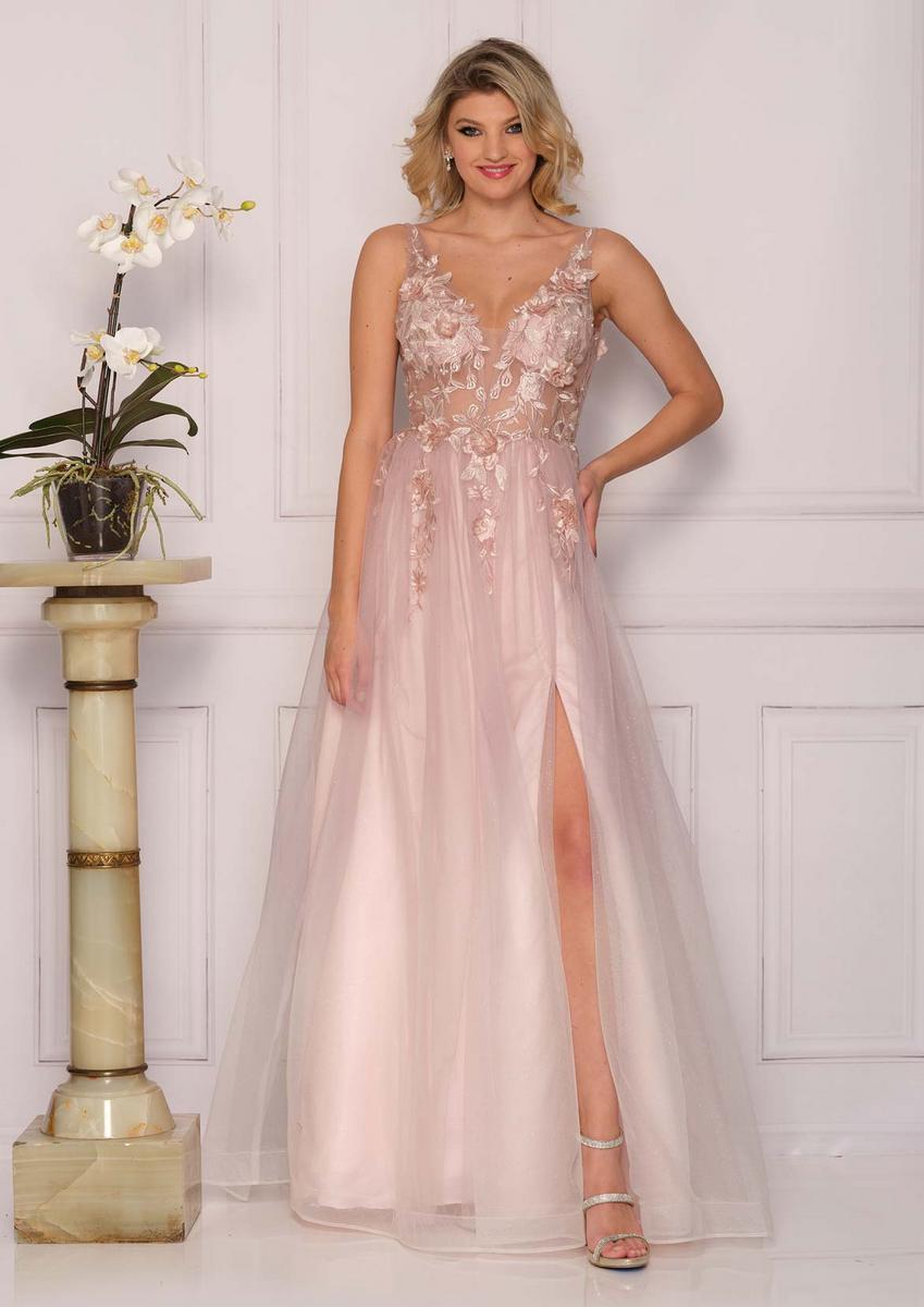 Dave and Johnny - Tulle Embroidered Gown