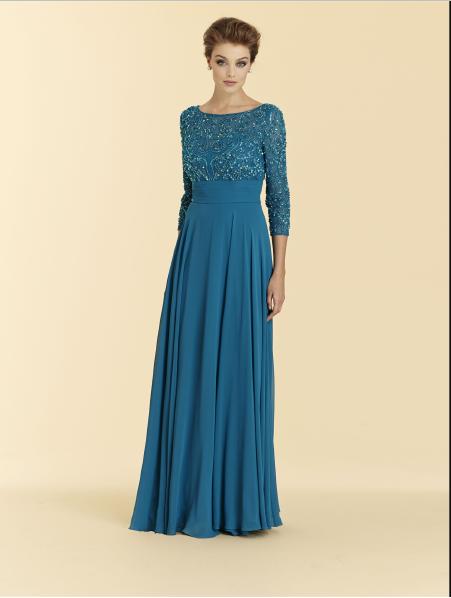Colors Dress - Chiffon Gown Beaded Long Sleeve 2034
