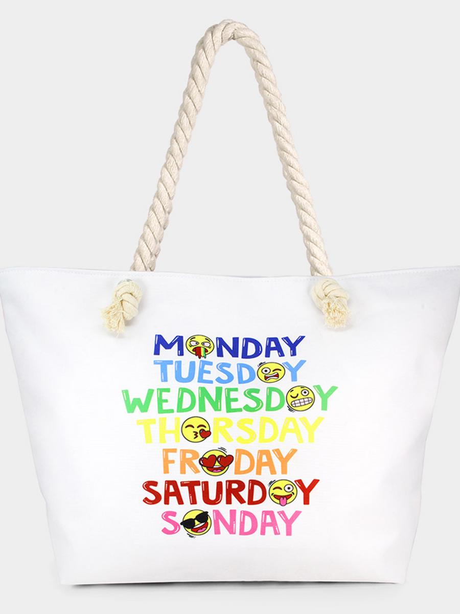 WONA TRADING INC - Emoji Days Of The Week Print Beach Tote Bag FSB371