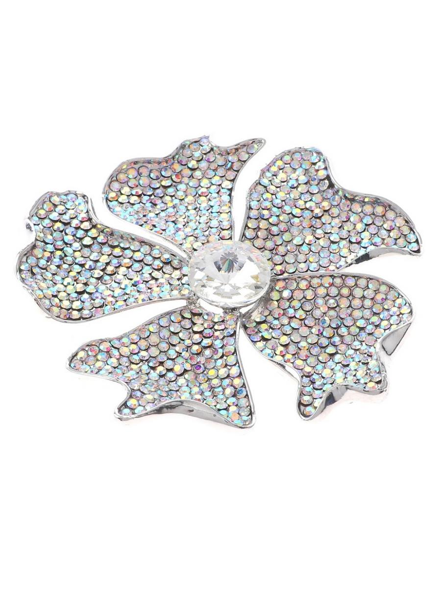 UR ETERNITY BAGS - r Tone Metal Large Crystal Flower Brooch