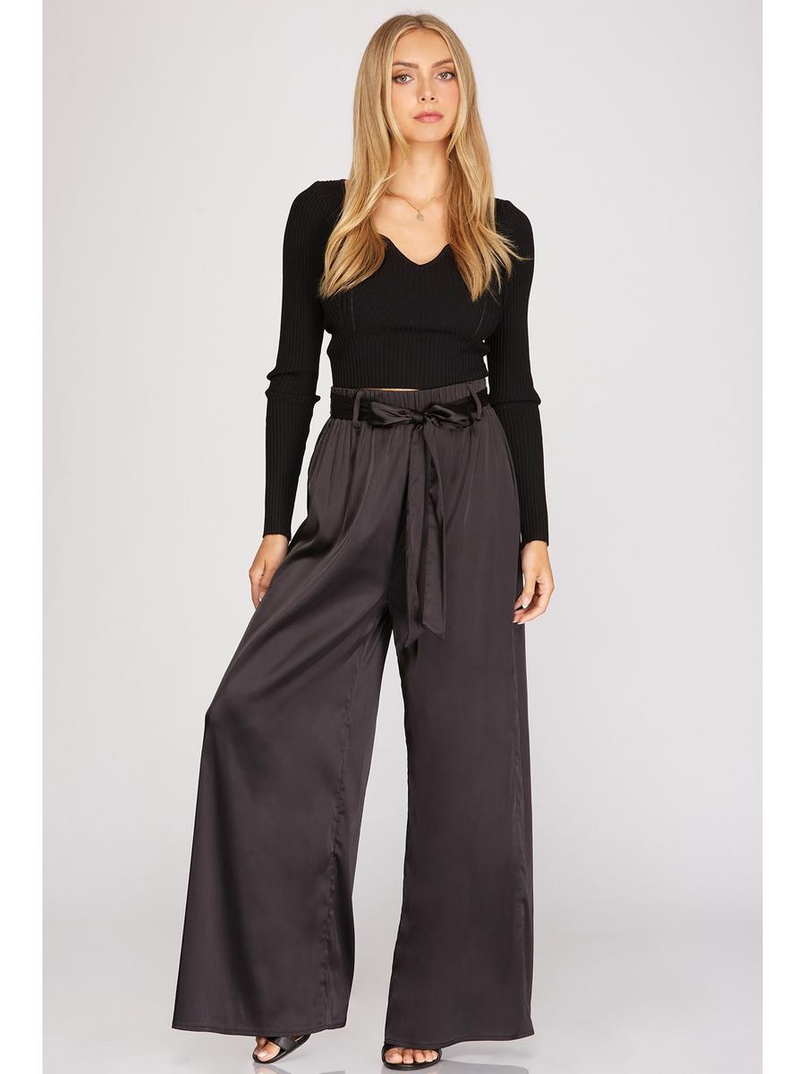 SHE AND SKY - Satin Flare Pants SY2189R