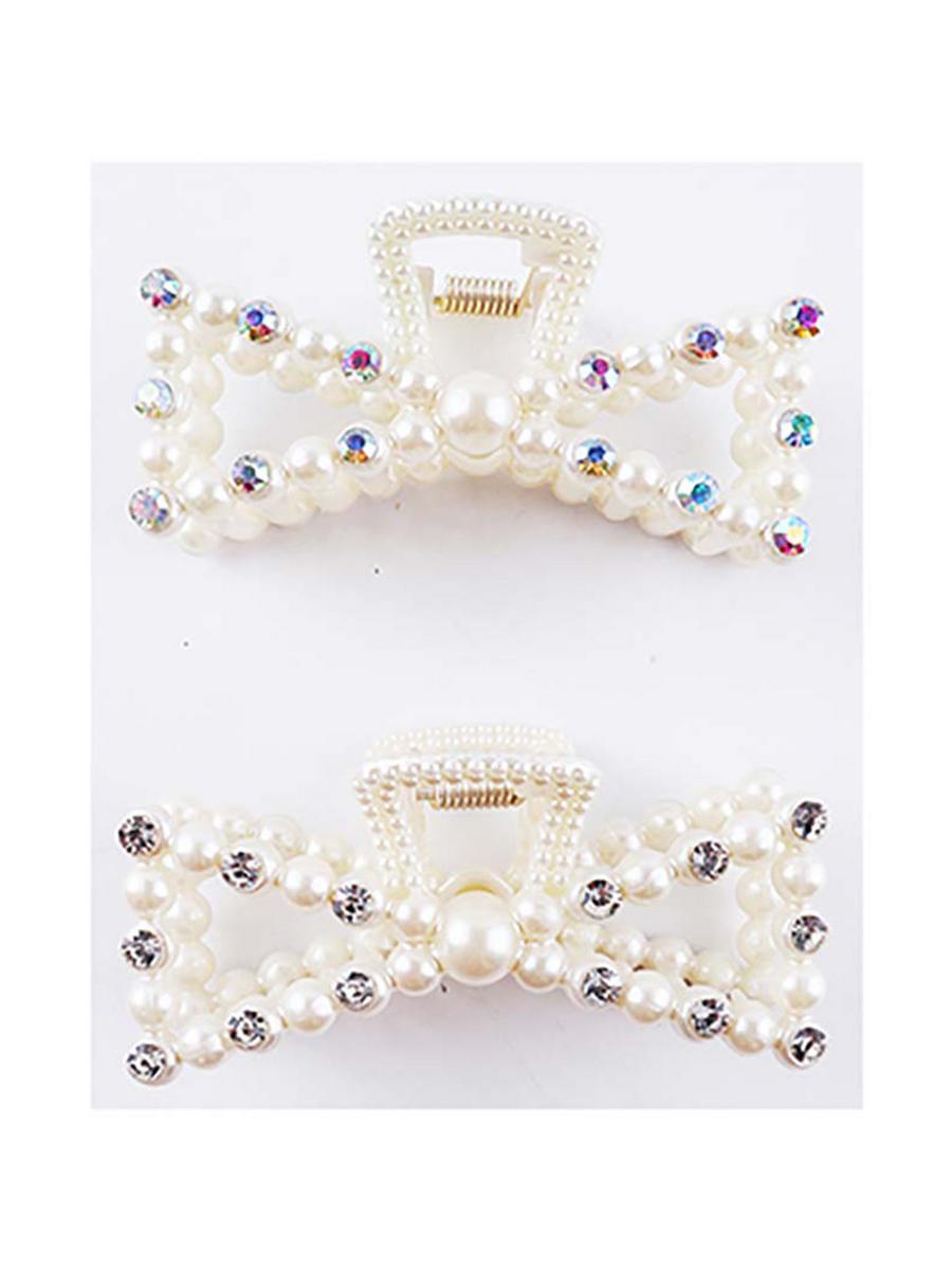 WONA TRADING INC - Pearl Embellished Open Bow Claw Clips PKH478