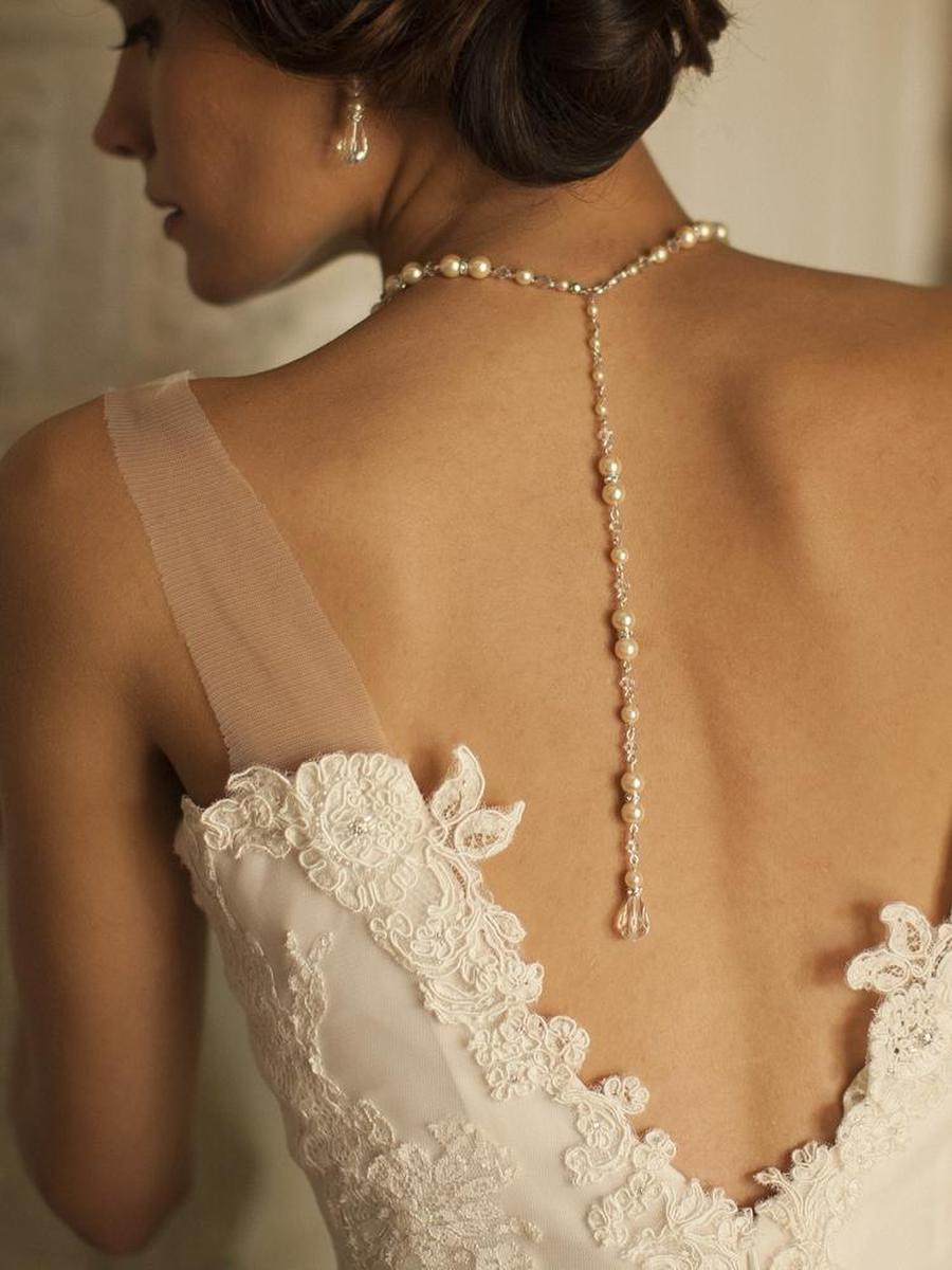 MARIELL - Crystal & Pearl Back Drop Necklace