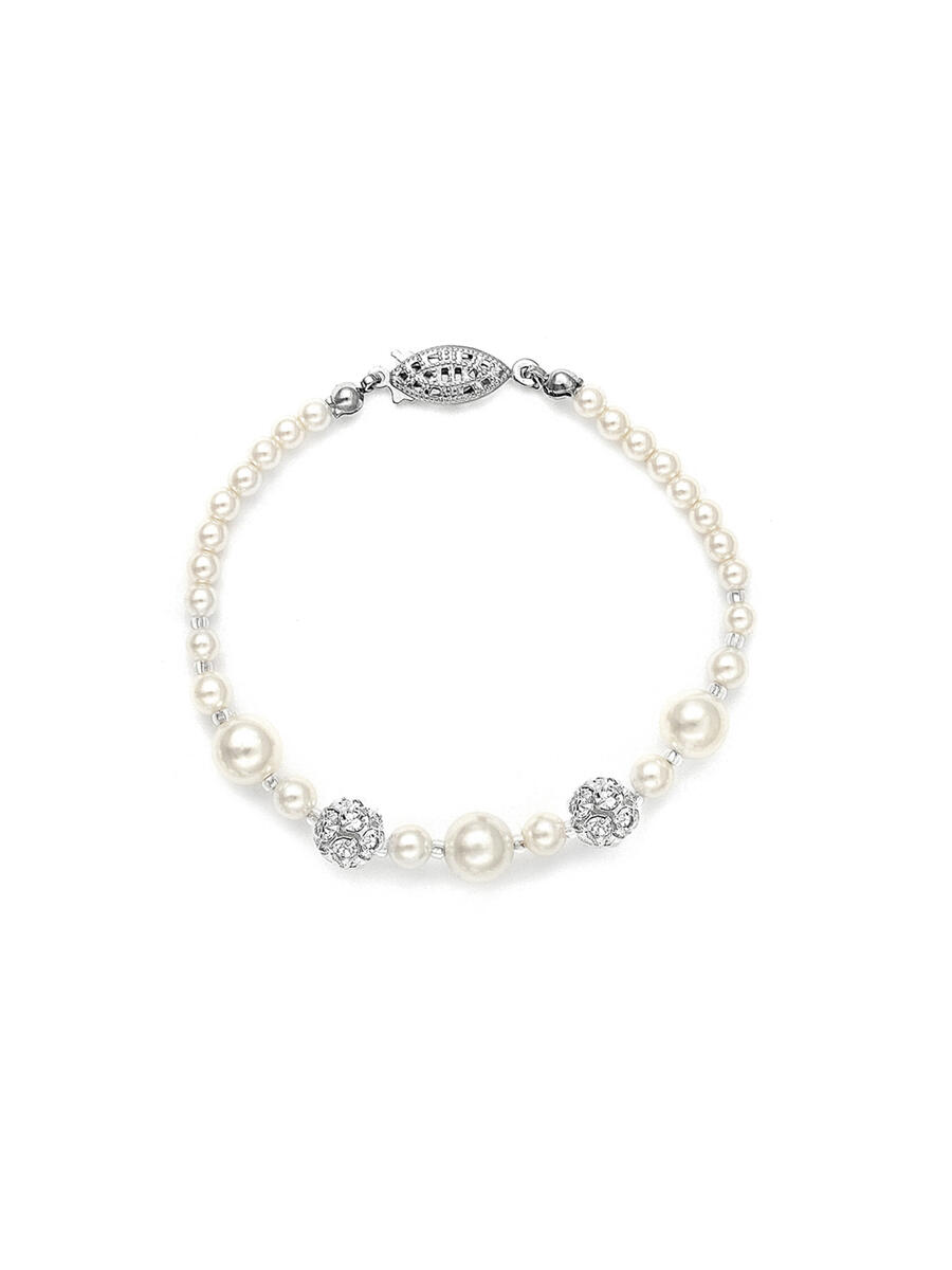 MARIELL - Dainty Wedding Bracelet with Pearls & Rhinestone F 1125B