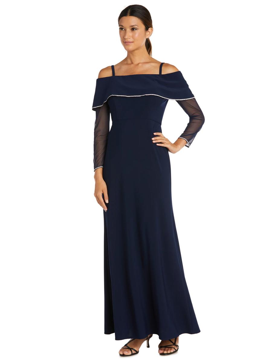 R & M Richards - Off the Shoulder Long Sleeve Gown 2637