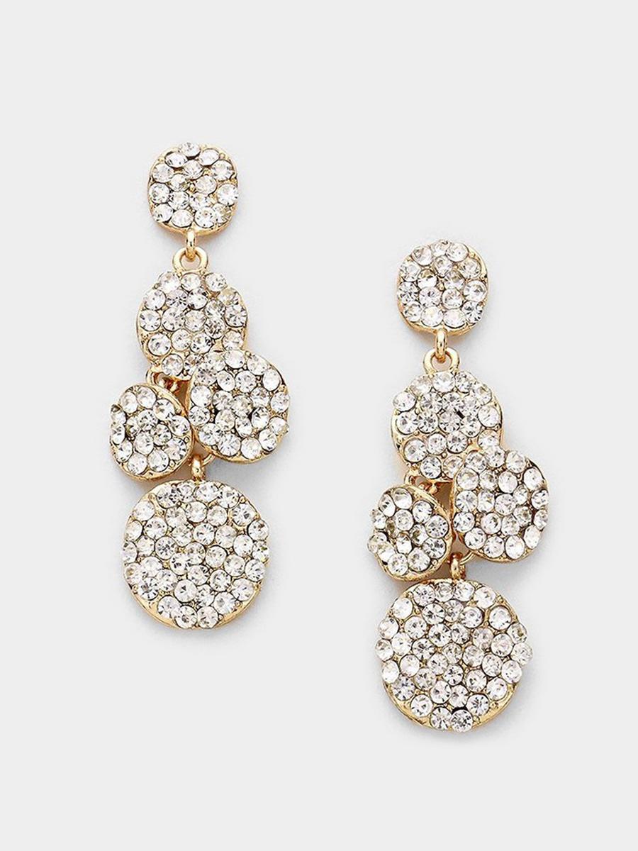 WONA TRADING INC - Crystal pave disc cluster evening earrings