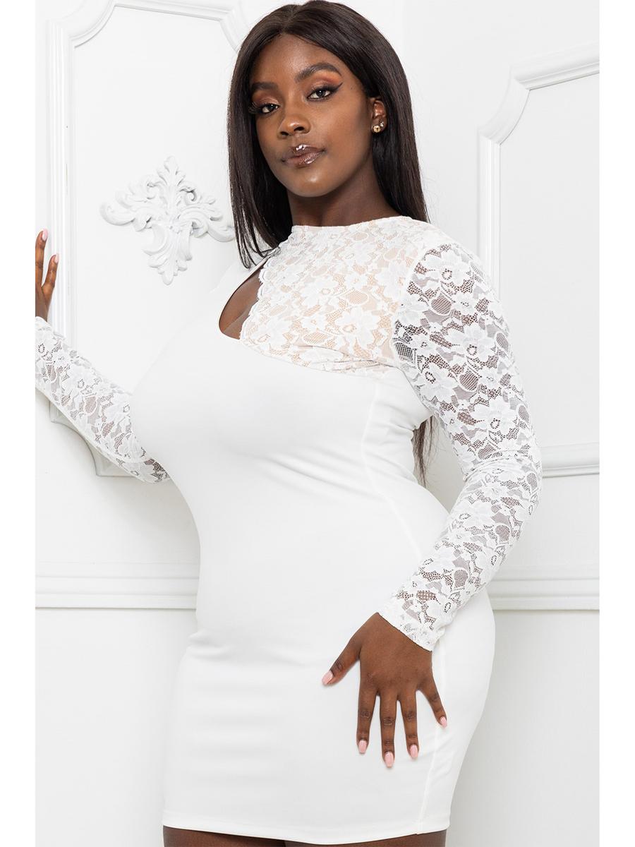 Symphony - Lace Long Sleeve Jersey Gown