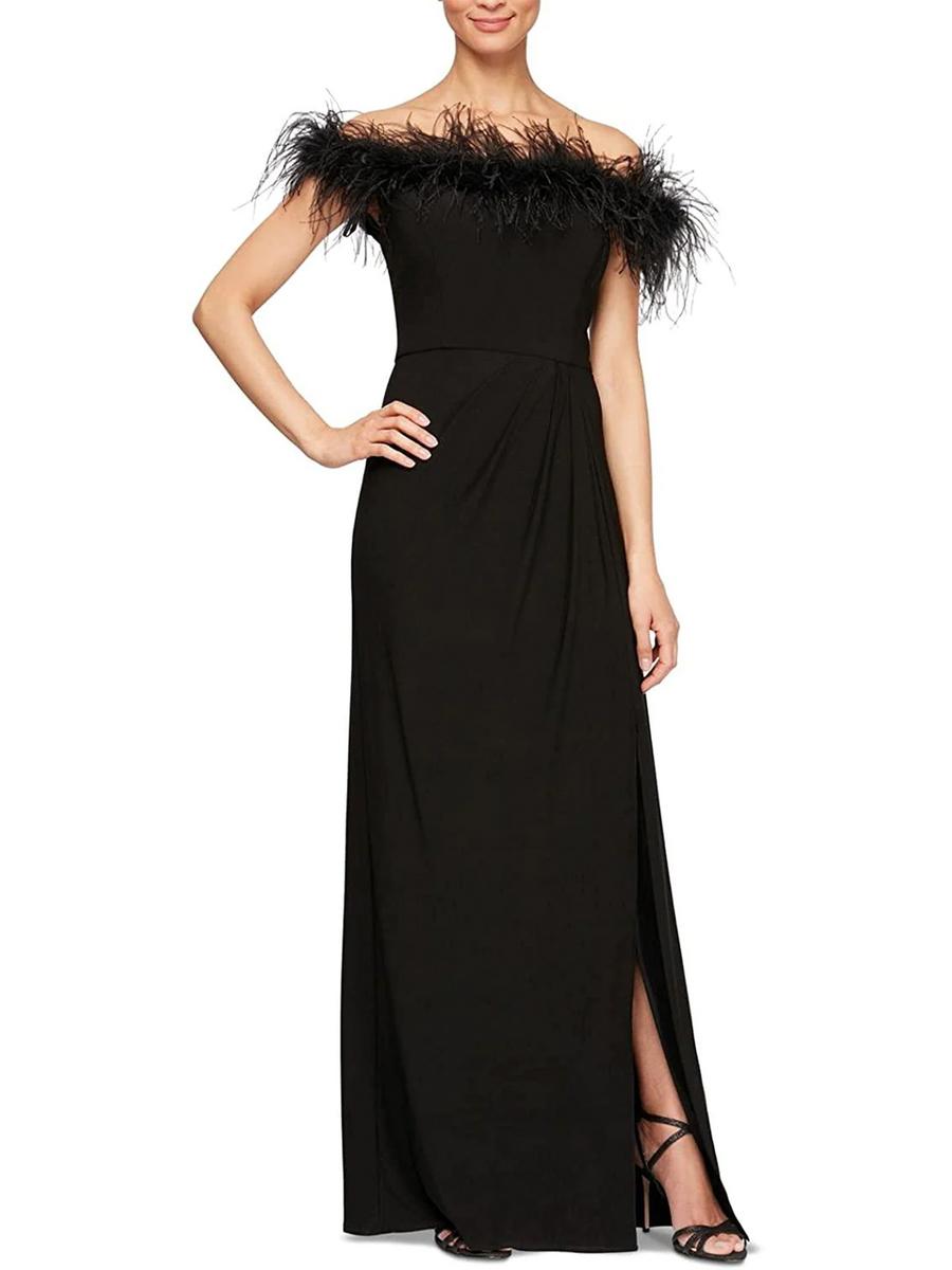 ALEX APPAREL GROUP INC - Long Off the Shoulder Feather Gown 82351465