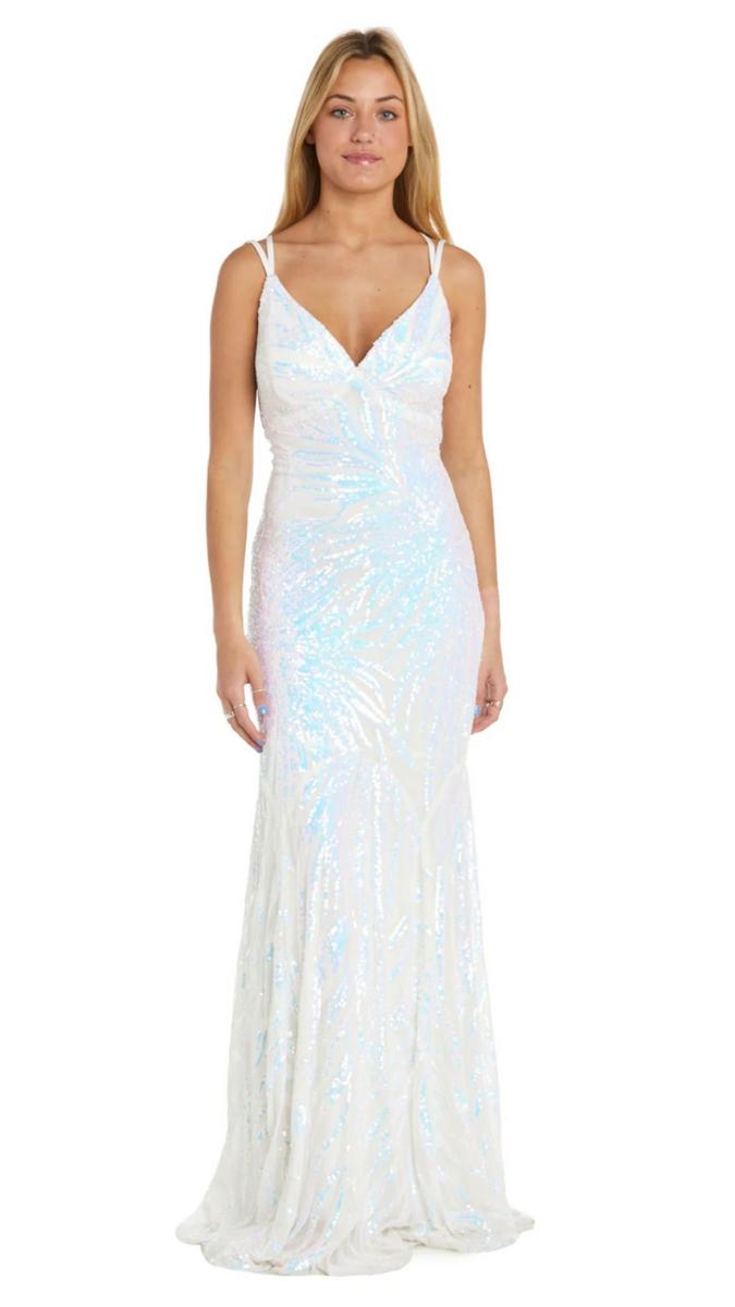 MORGAN & CO - Iridescent Sequin Strappy Back Gown 13007