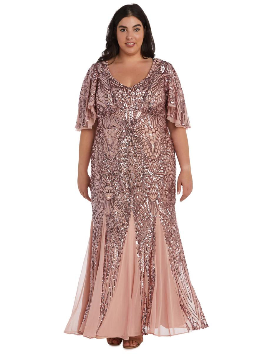 NIGHTWAY - V-Neckline Sequin Gown Plus Size  22139W