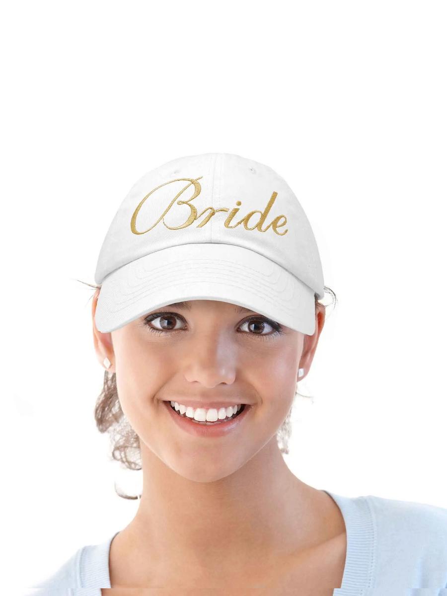 DALIX - Bride White With Gold Baseball Cap