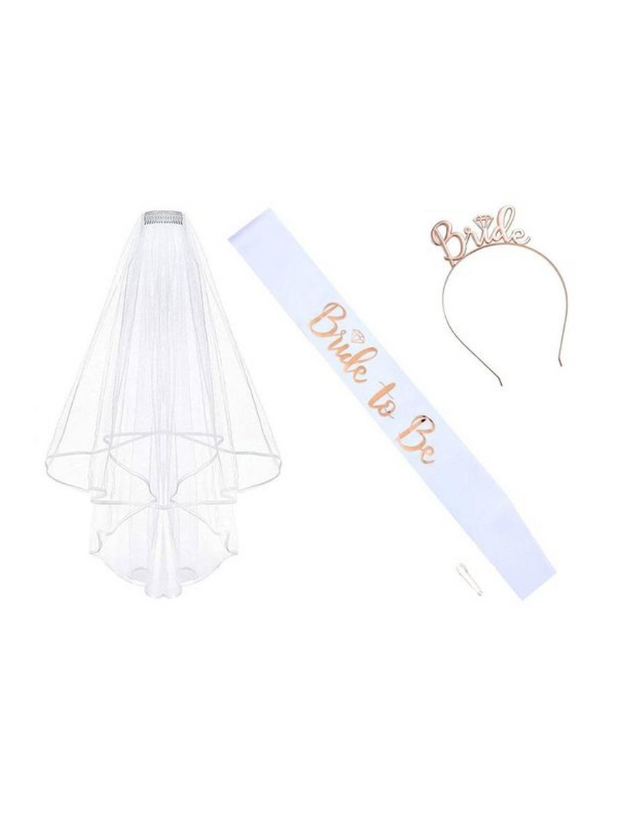 Fashion Fantasia (Faire) - Bridal Four Set Sash Pin Veil Headband BW0084