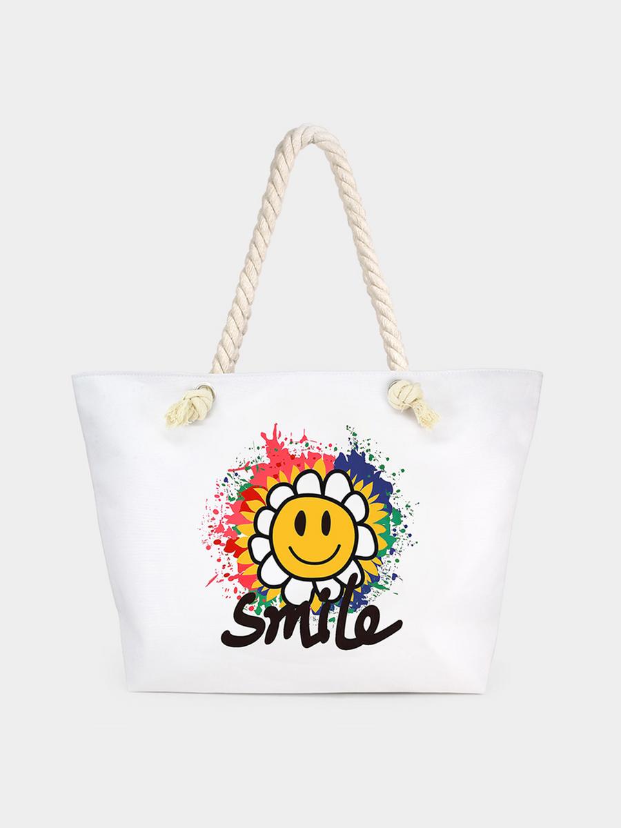 WONA TRADING INC - Daisy Smile Face Print Beach Tote Bag FSB370
