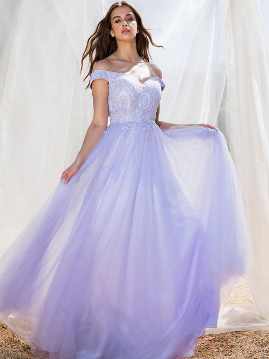 Fashion Eureka - Off The Shoulder Embroidered Tulle Ball gown