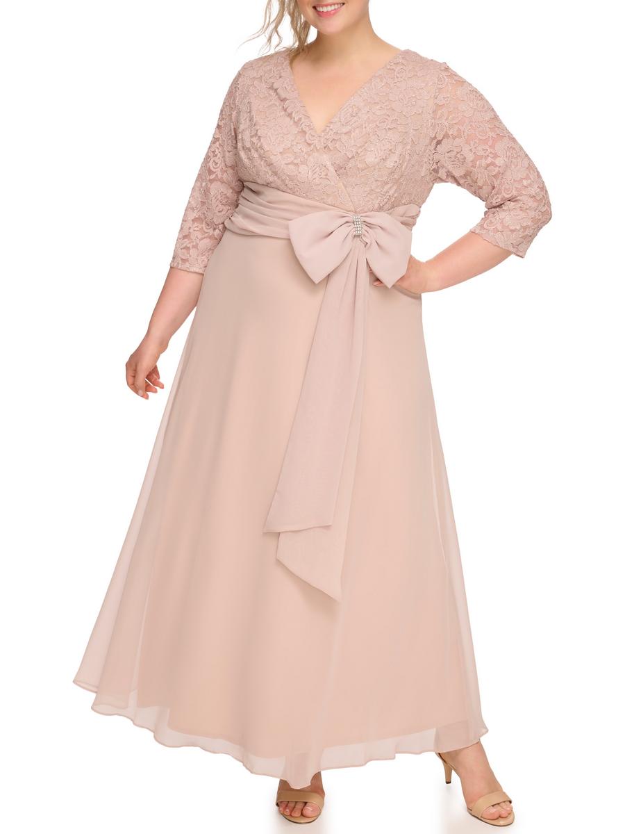 JESSICA HOWARD - Metallic Long Sleeve Lace Gown JH2W2626