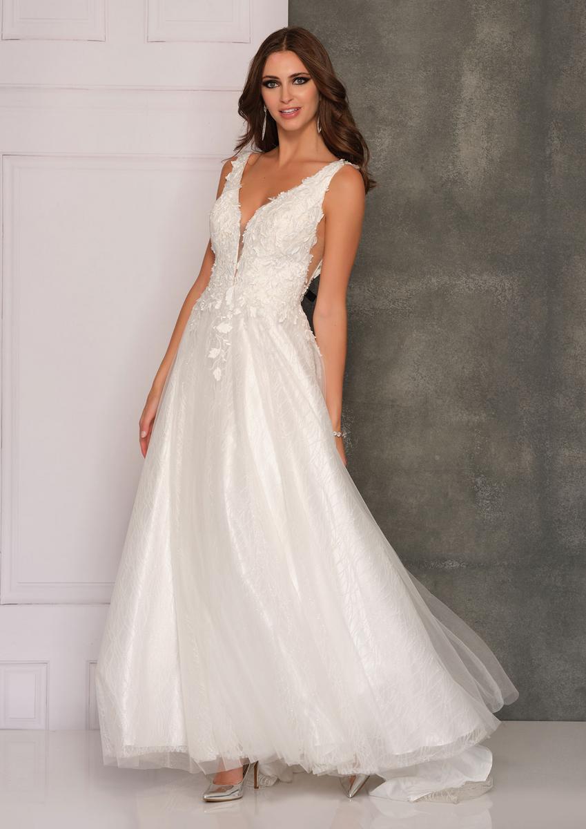 Dave and Johnny - 3D Floral Bodice Tulle Gown