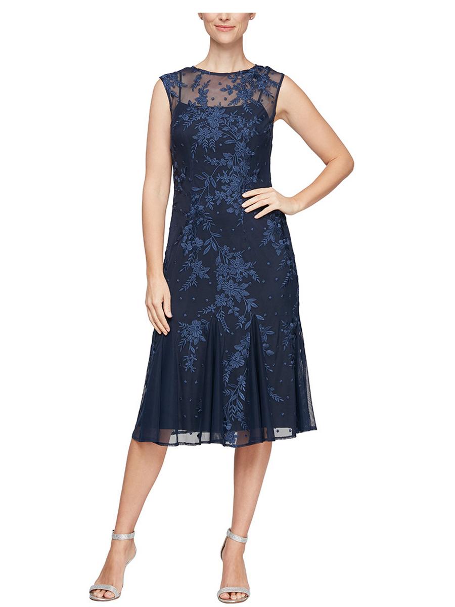 ALEX APPAREL GROUP INC - Embroidered Fit and Flare Dress