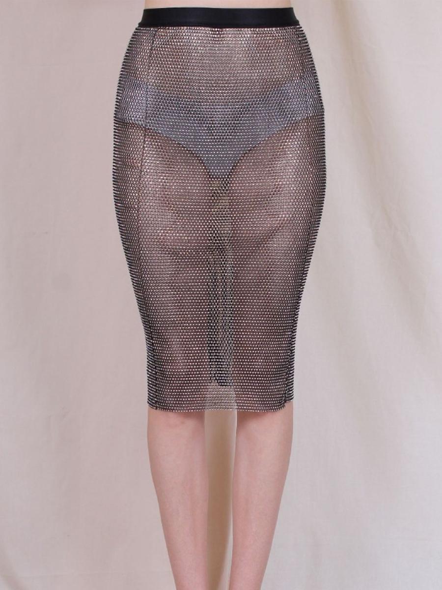 FORE COLLECTION - Crystal Mesh Sequin Skirt