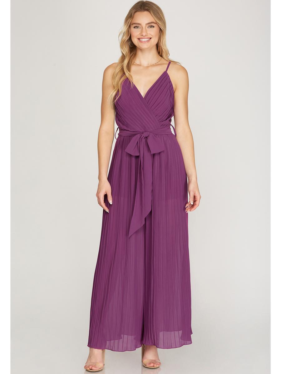 SHE AND SKY - Pleated Jumpsuit Spaghetti Straps