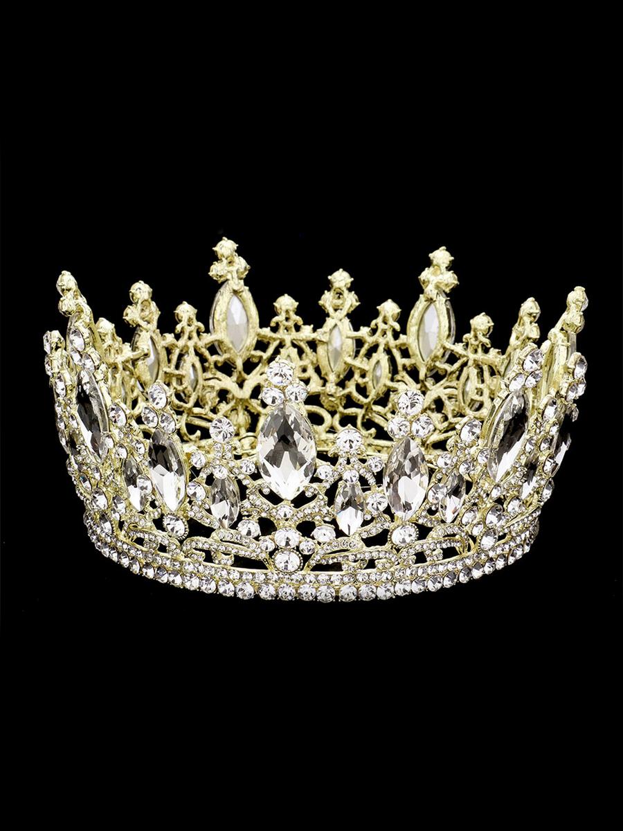 WONA TRADING INC - Oval Stone Accented Pageant Crown Tiara TH1623