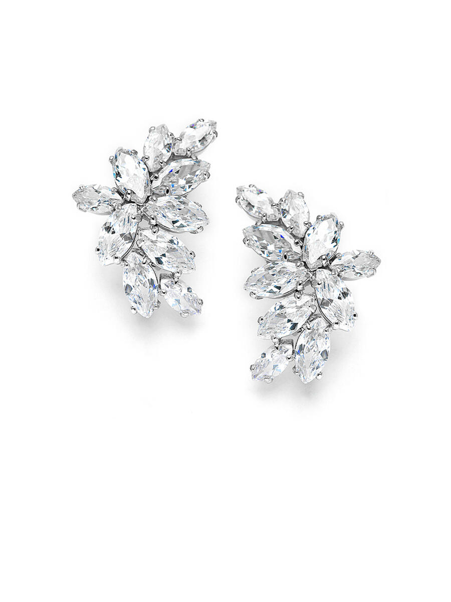 MARIELL - Shimmer CZ Marquis Cluster Bridal Earr 3598E