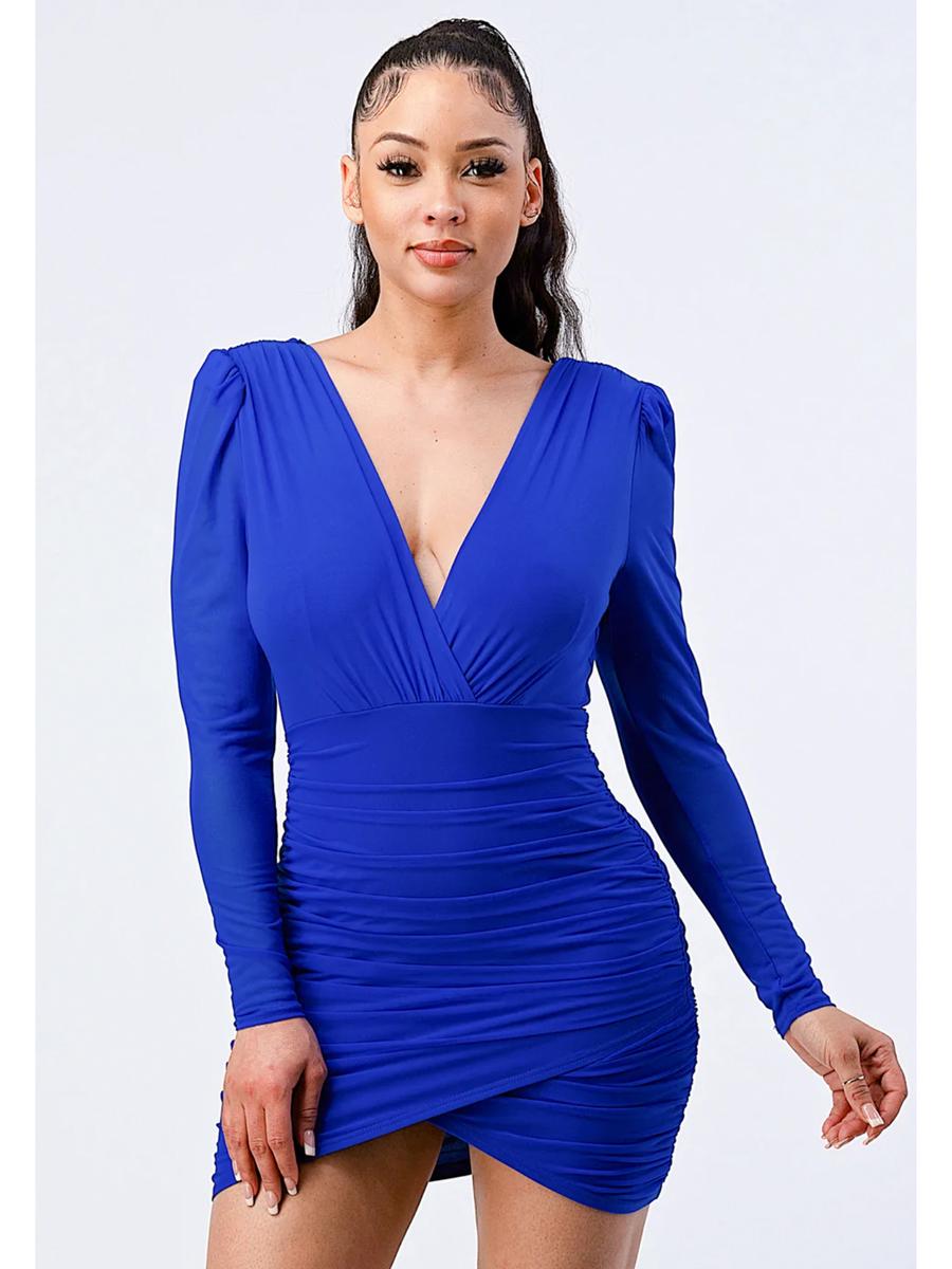 PRIVY - Wrapped Open Back Long Sleeve Dress