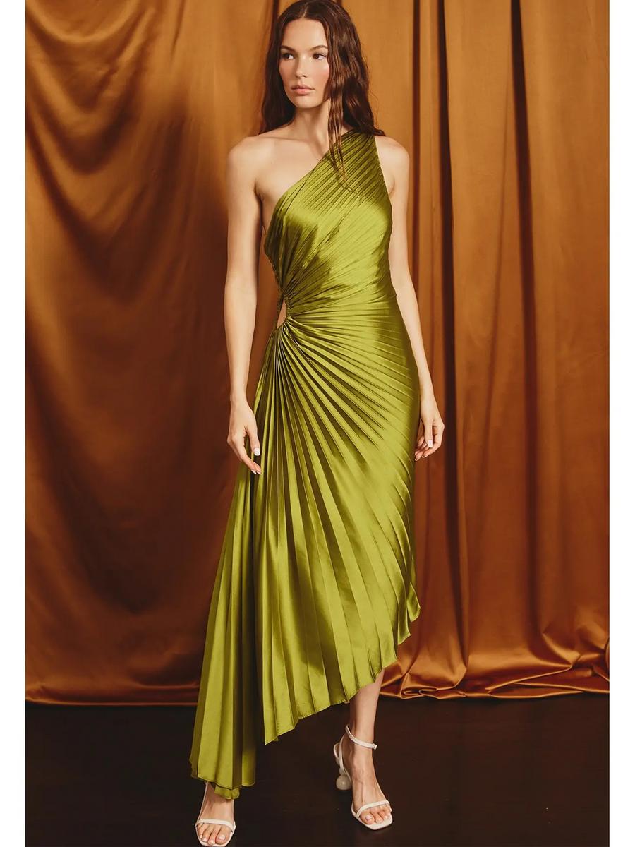 Dress Forum - Printed Asymmetrical Pleated Dress FD10589P1399