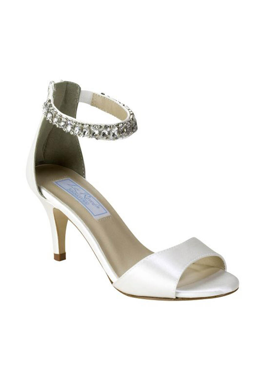 Touch Ups and Dyables - Low Heel Silk Rhinestone Ankle Strap FLORENCE