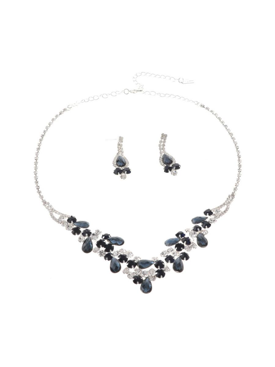 UR ETERNITY BAGS - Rhinestone Flower Earring And Necklace Set