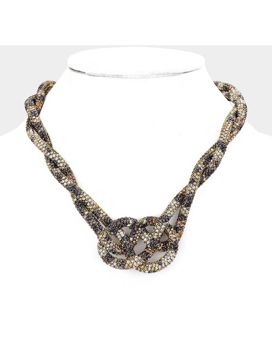 WONA TRADING INC - Bling Braided Front Knot Necklace