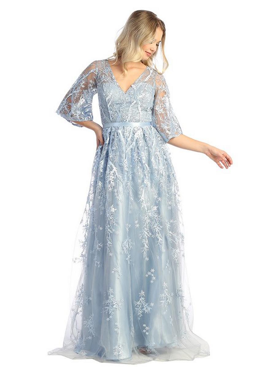 CINDY COLLECTION USA - Quarter Sleeve Lace Gown