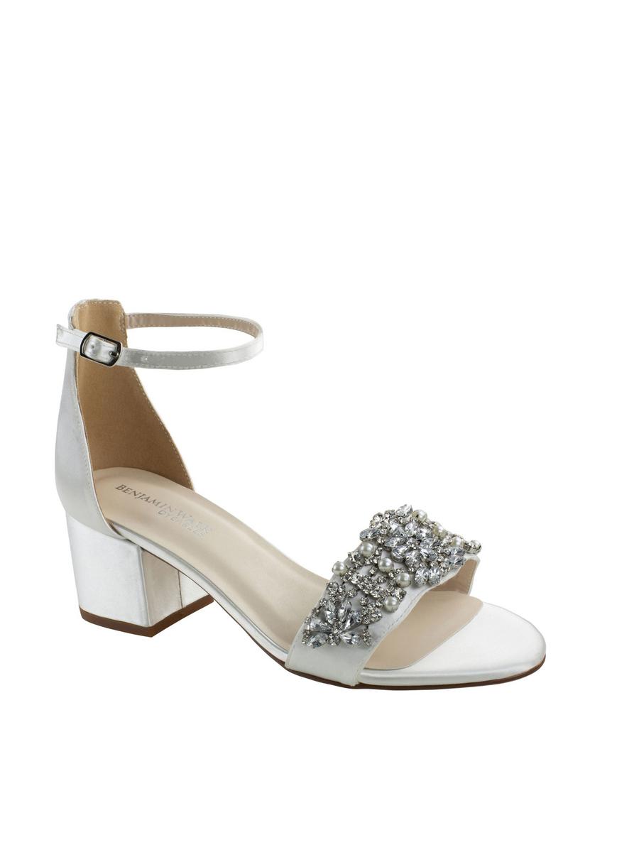 Touch Ups and Dyables - Low Chunky Heel Rhinestone Strap DEVONWHITE