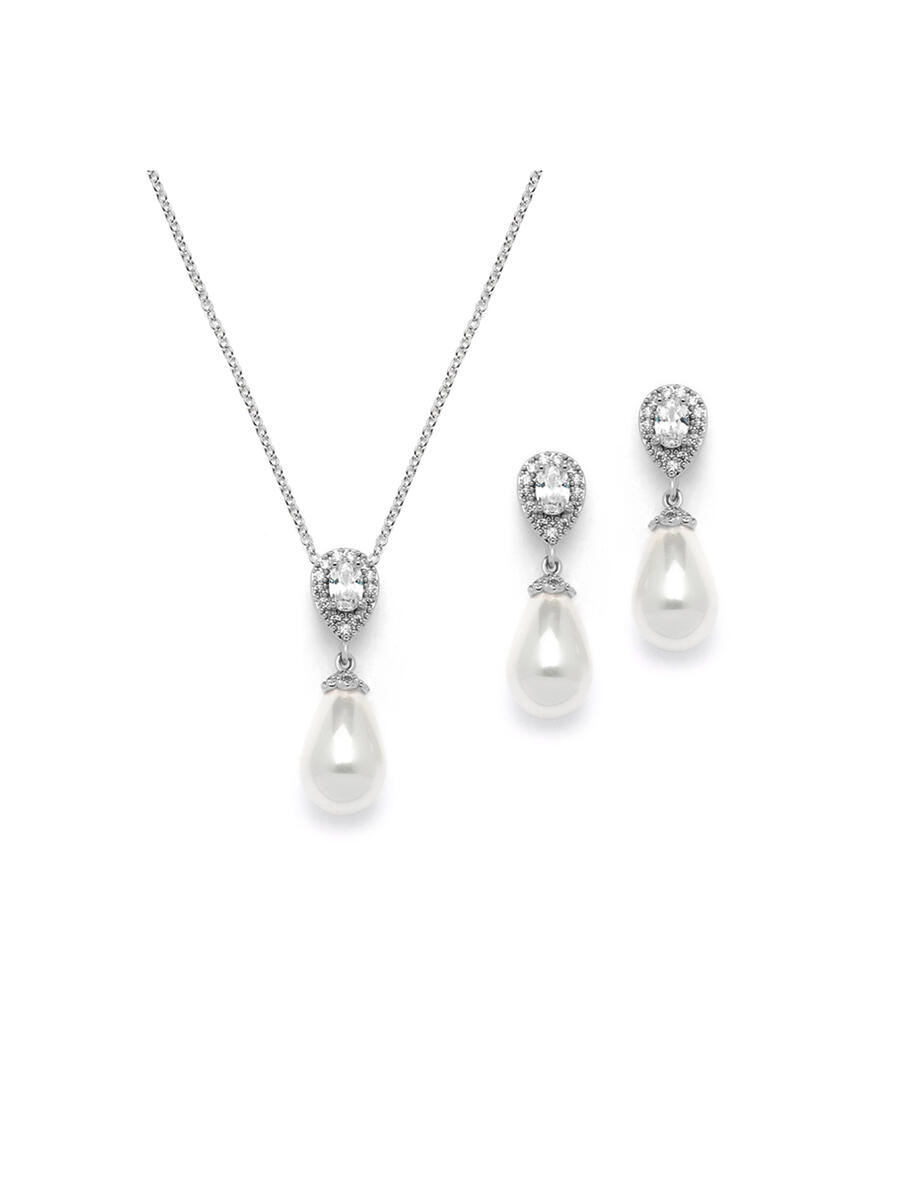 MARIELL - Teardrop Pearl Wedding Jewelry Set 4516