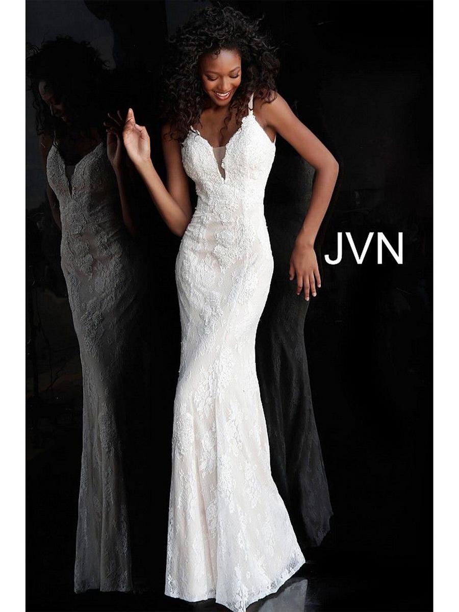 New York Dress - Lace Beaded Gown Spaghetti Strap JVN66971A