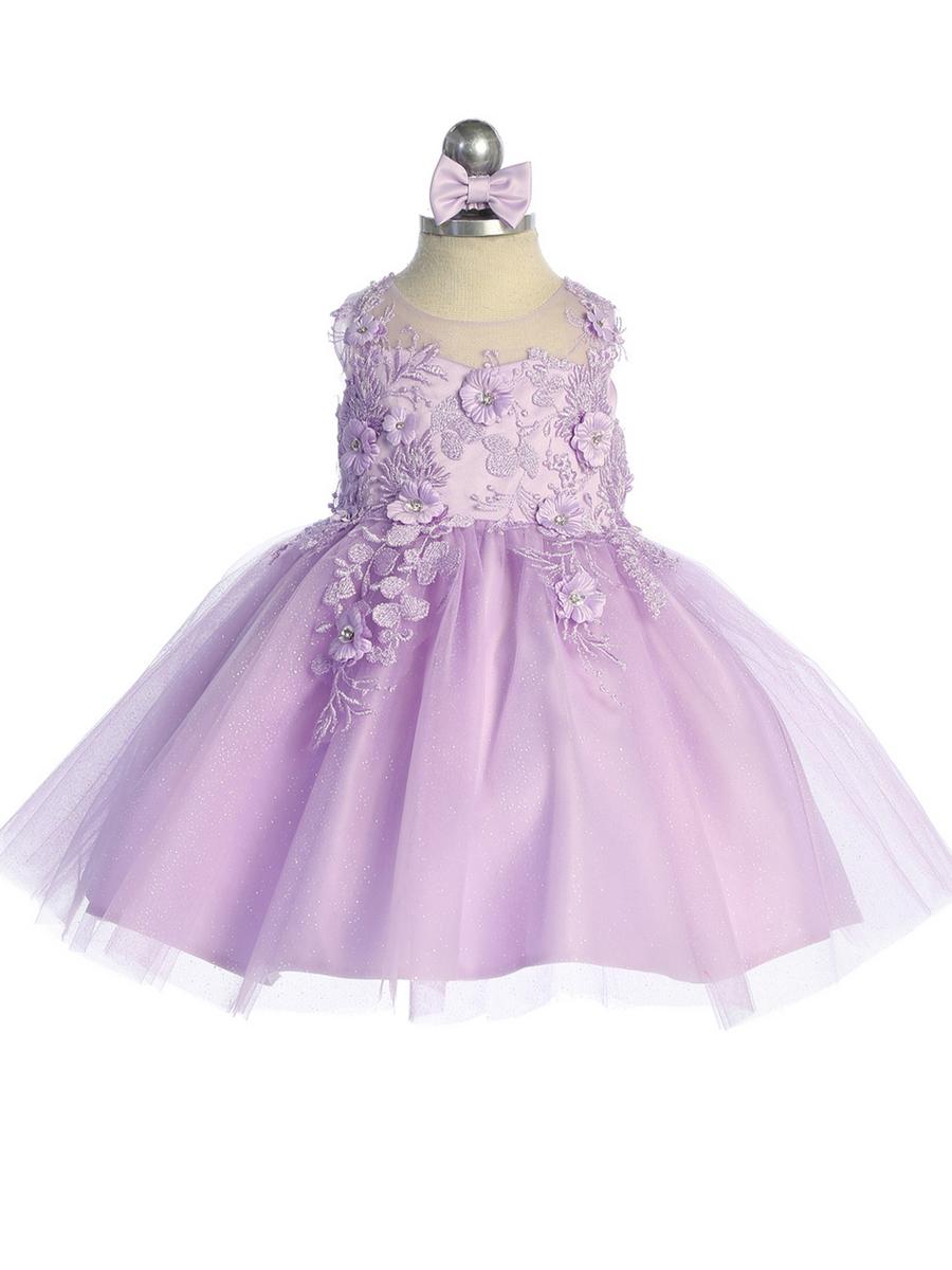 TIP TOP childrens - 3D Applique Illusion Bodice Glitter Dress 7038S